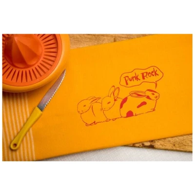 Hirschkind Bio-& Fair-Trade-Geschirrtuch "Punk-Rock" gelb