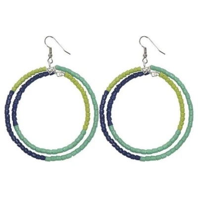 Hoop & Kreole Ohrringe - Sage/Lemon/Peach/Light Blue - 6cm - Upcycling & Fair Trade by Global Mamas