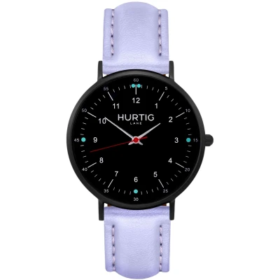 Hurtig Lane Damen vegan Moderna Uhr Ganz Schwarz & Lila