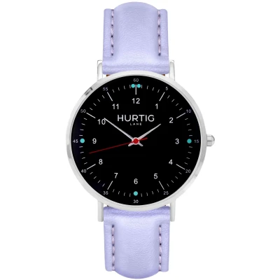 Hurtig Lane Damen vegan Moderna Uhr Silber, Schwarz & Lila