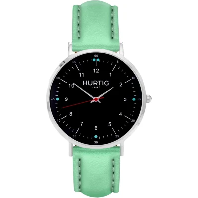 Hurtig Lane Damen vegan Moderna Uhr Silber, Schwarz & Mint