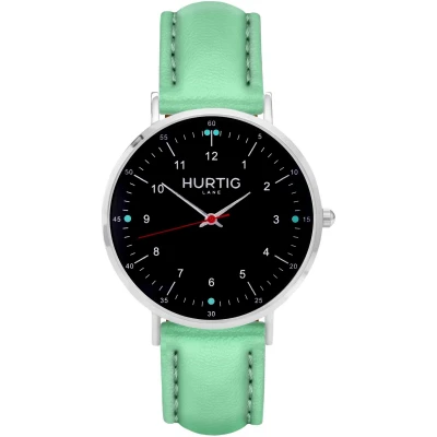 Hurtig Lane Damen vegan Moderna Uhr Silber, Schwarz & Mint