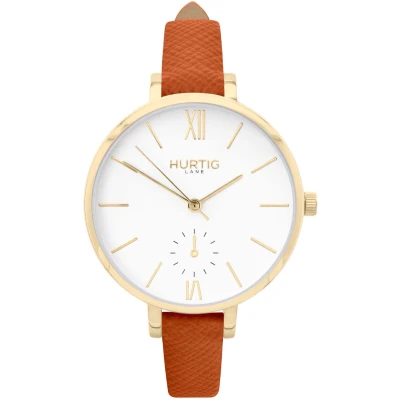 Hurtig Lane Damen vegan Uhr Amalfi Petite Gold, Weiß & Tan Orange
