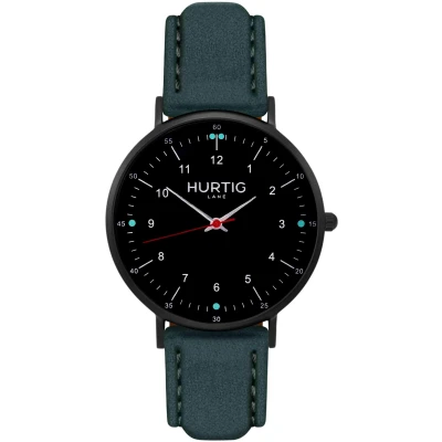 Hurtig Lane Damen vegan Uhr Moderna Wildleder Schwarz & Dunkelgrün