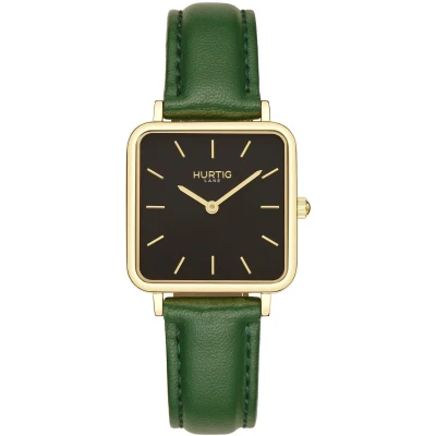 Hurtig Lane Damen vegan Uhr Neliö Square Gold Schwarz & Dunkelgrün