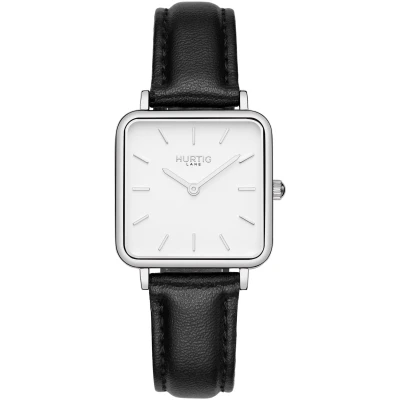 Hurtig Lane Damen vegan Uhr Neliö Square Silber Weiß & Schwarz