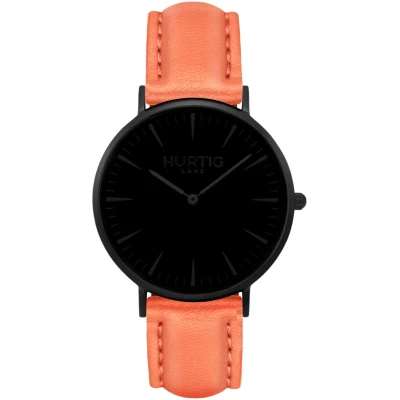 Hurtig Lane Herren vegan Mykonos Uhr All Black & Coral