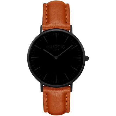 Hurtig Lane Herren vegan Mykonos Uhr Ganz Schwarz & Braun