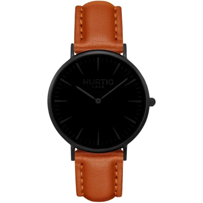 Hurtig Lane Herren vegan Mykonos Uhr Ganz Schwarz & Braun