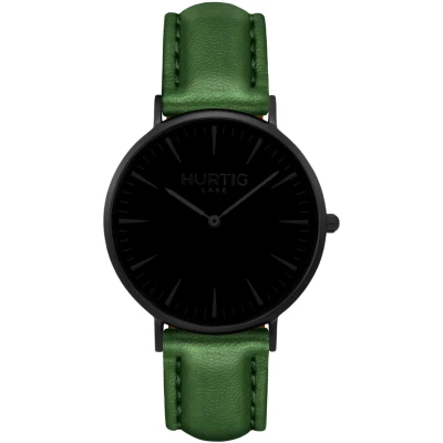 Hurtig Lane Herren vegan Mykonos Uhr Ganz Schwarz & Grün