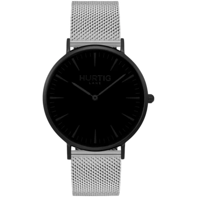 Hurtig Lane Herren vegan Uhr Lorelai Schwarz & Silber Edelstahl