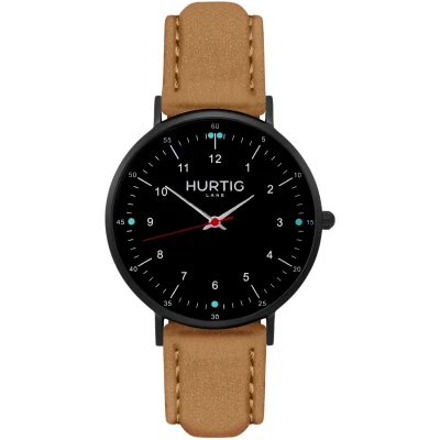 Hurtig Lane Herren vegan Uhr Moderno Black & Camel