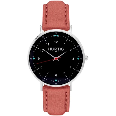 Hurtig Lane Herren vegan Uhr Moderno Silber Schwarz & Koralle