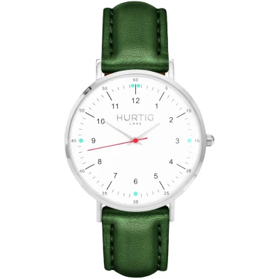 Hurtig Lane Herren vegan Uhr Moderno Silber, Weiß & Grün