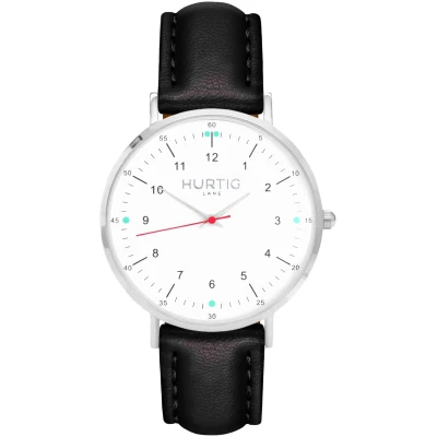 Hurtig Lane Herren vegan Uhr Moderno Silber, Weiß & Schwarz