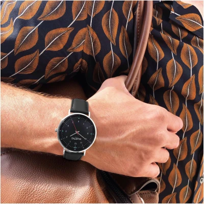 Hurtig Lane Herren vegan Uhr Moderno Silber & Schwarz