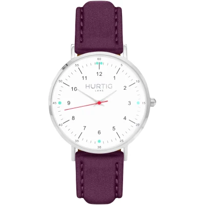 Hurtig Lane Herren vegan Uhr Moderno Silver White & Berry