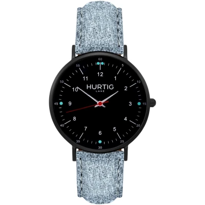 Hurtig Lane Herren vegan Uhr Moderno Tweed All Black & Grey