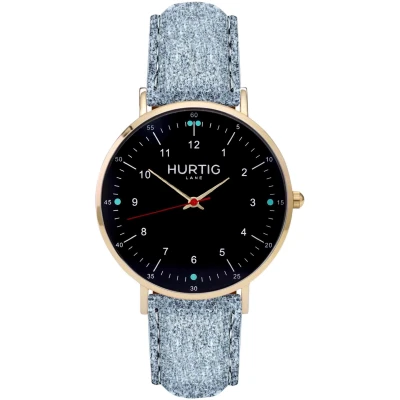 Hurtig Lane Herren vegan Uhr Moderno Tweed Gold Schwarz & Grau