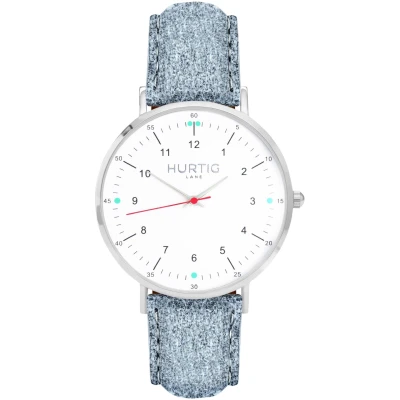 Hurtig Lane Herren vegan Uhr Moderno Tweed Silber Weiß & Grau