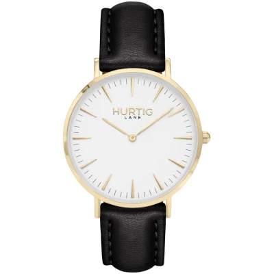 Hurtig Lane Herren vegan Uhr Mykonos Kaktus Leder Gold, Weiß & Schwarz