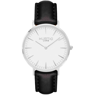 Hurtig Lane Herren vegan Uhr Mykonos Kaktus Leder Silber, Weiß & Schwarz