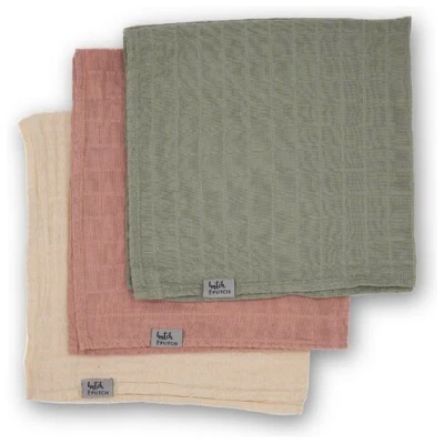 Hutch&Putch 3er-Set Musselin-Mulltuch aus Bio-Baumwolle in 120x120cm · einfarbige Mulltücher