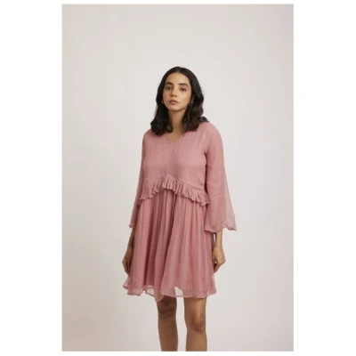 ÏMAIMA Lale Chiffon Kleid mit Rüschendetails