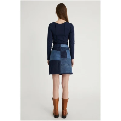Infinitdenim Damen vegan Kurzer Rock Upcycled