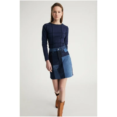 Infinitdenim Damen vegan Kurzer Rock Upcycled