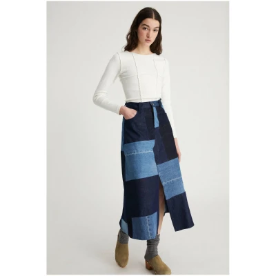 Infinitdenim Damen vegan Langer Rock Upcycled