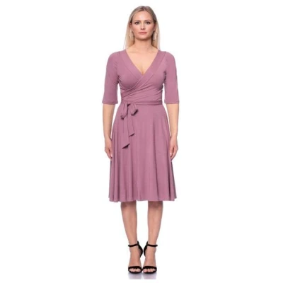 Ingoria AVA wendbares Wickelkleid 3/4 Arm mit schwingendem Rock (Uni)