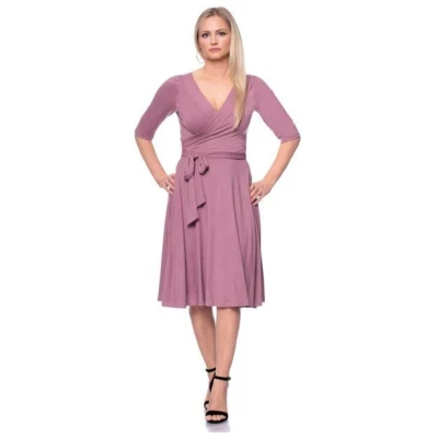 Ingoria AVA wendbares Wickelkleid 3/4 Arm mit schwingendem Rock (Uni)