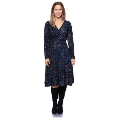Ingoria AVA wendbares Wickelkleid Langarm-Arm mit schwingendem Rock (Print)