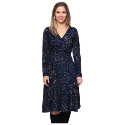 Ingoria AVA wendbares Wickelkleid Langarm-Arm mit schwingendem Rock (Print)