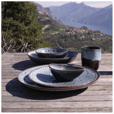 Izanami Tableware Handgemachter Pasta Teller 4er Set (⌀ 22,5 cm) aus Steinzeug - Krumme Lanke