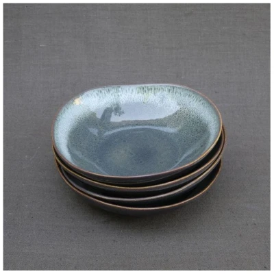 Izanami Tableware Handgemachter Pasta Teller 4er Set (⌀ 22,5 cm) aus Steinzeug - Krumme Lanke