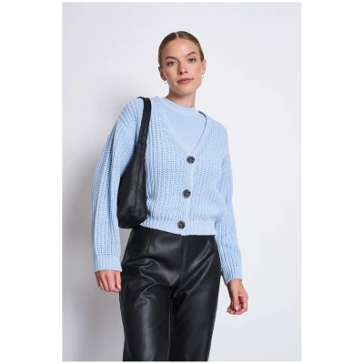 JAN 'N JUNE Damen vegan Chunky Cardigan Lena Himmelblau