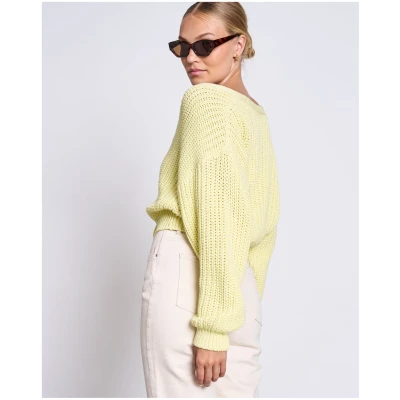 JAN 'N JUNE Damen vegan Chunky Cardigan Lena Lime Sorbet Gelb
