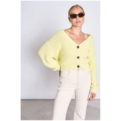 JAN 'N JUNE Damen vegan Chunky Cardigan Lena Lime Sorbet Gelb