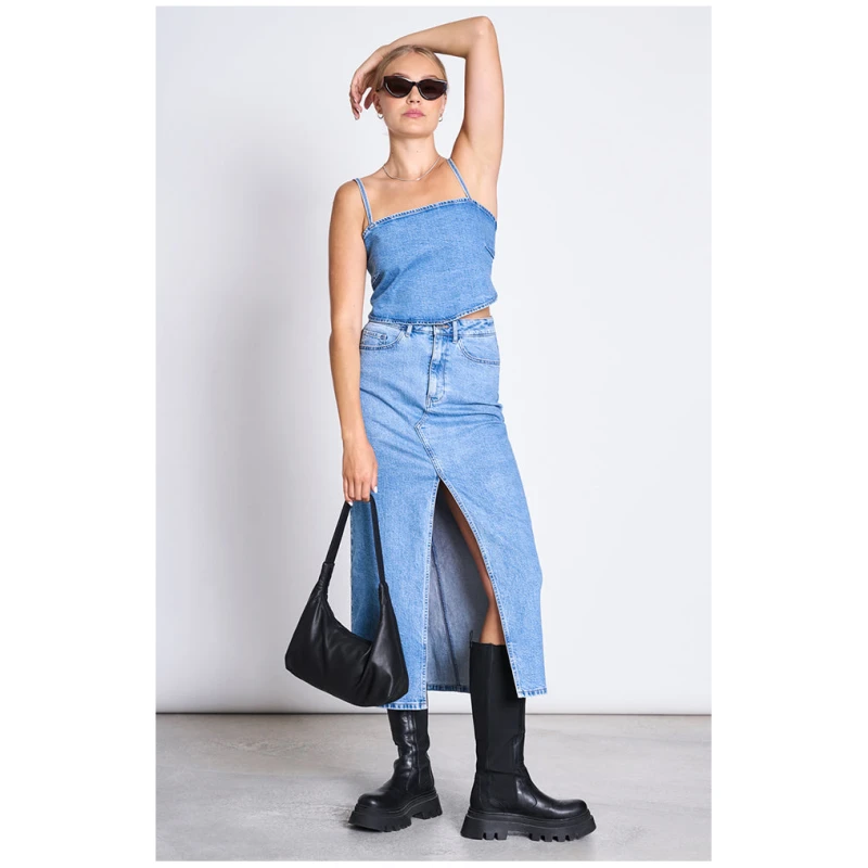 JAN 'N JUNE Damen vegan Denim Rock Luce Hellblau