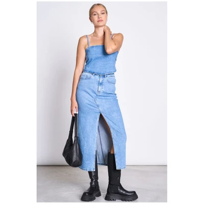 JAN 'N JUNE Damen vegan Denim Rock Luce Hellblau