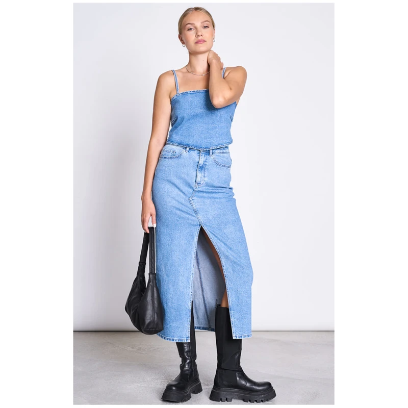 JAN 'N JUNE Damen vegan Denim Rock Luce Hellblau