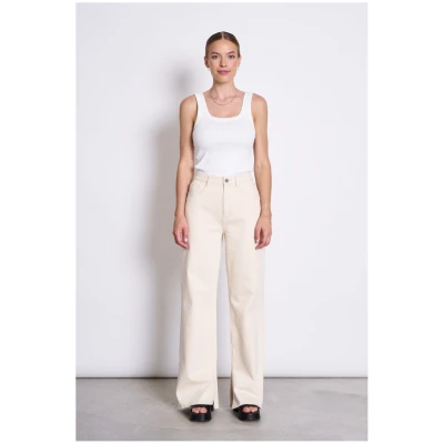 JAN 'N JUNE Damen vegan Geschlitzte Jeans Mit Weitem Bein Selene Ecru