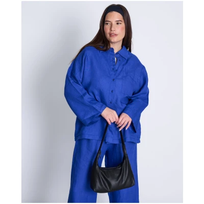 JAN 'N JUNE Damen vegan Hemd Mons Blau