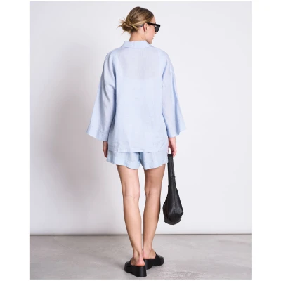 JAN 'N JUNE Damen vegan Hemd Mons Himmelblau