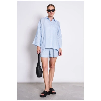 JAN 'N JUNE Damen vegan Hemd Mons Himmelblau