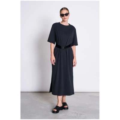 JAN 'N JUNE Damen vegan Hemdkleid Crovie Schwarz
