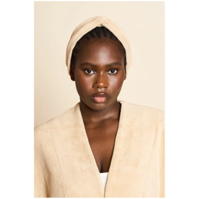 JAN 'N JUNE Damen vegan Home Comfort Set Robe Esja & Stirnband Lilou Creme