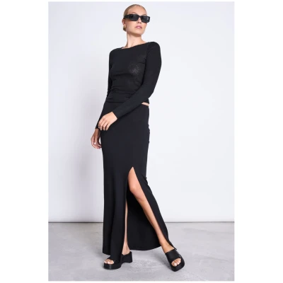 JAN 'N JUNE Damen vegan Maxirock Lusta Schwarz